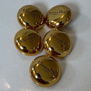 Vintage Christian Dior Gold Buttons - Set of 5
